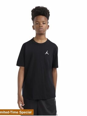 Jordan Boys Black Short Sleeve Tee with White Jumpman